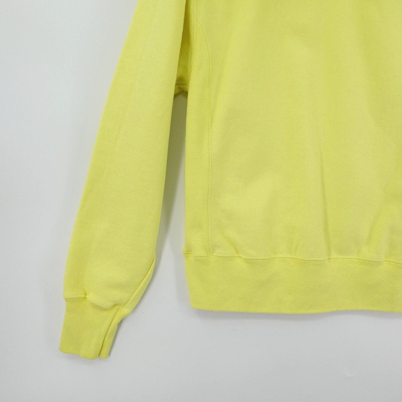 Champion Reverse Weave Hoodie Mens Medium Yellow Graphic Logo Cadmium Sporty - Picture 8 of 16